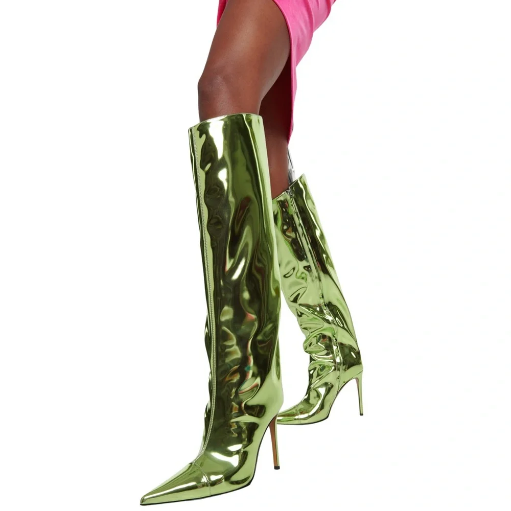 ALEXANDRE VAUTHIER TALL METALLIC BOOTS IN GREEN SIZE IT40 - Picture 2 of 10